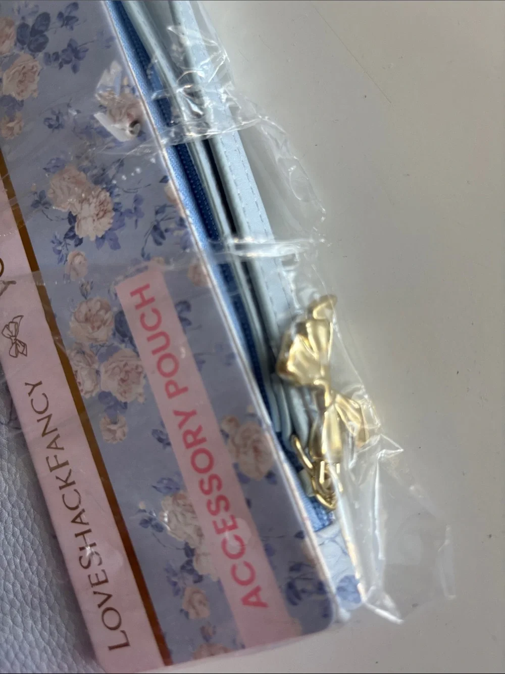 NWT -LoveShackFancy x Target - Blue Everblooming Rosettes Pouch Wristlet w Strap